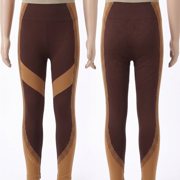 Fabletics Pants - Fabletics Brown & Tan High-Waist Sculpting Leggings